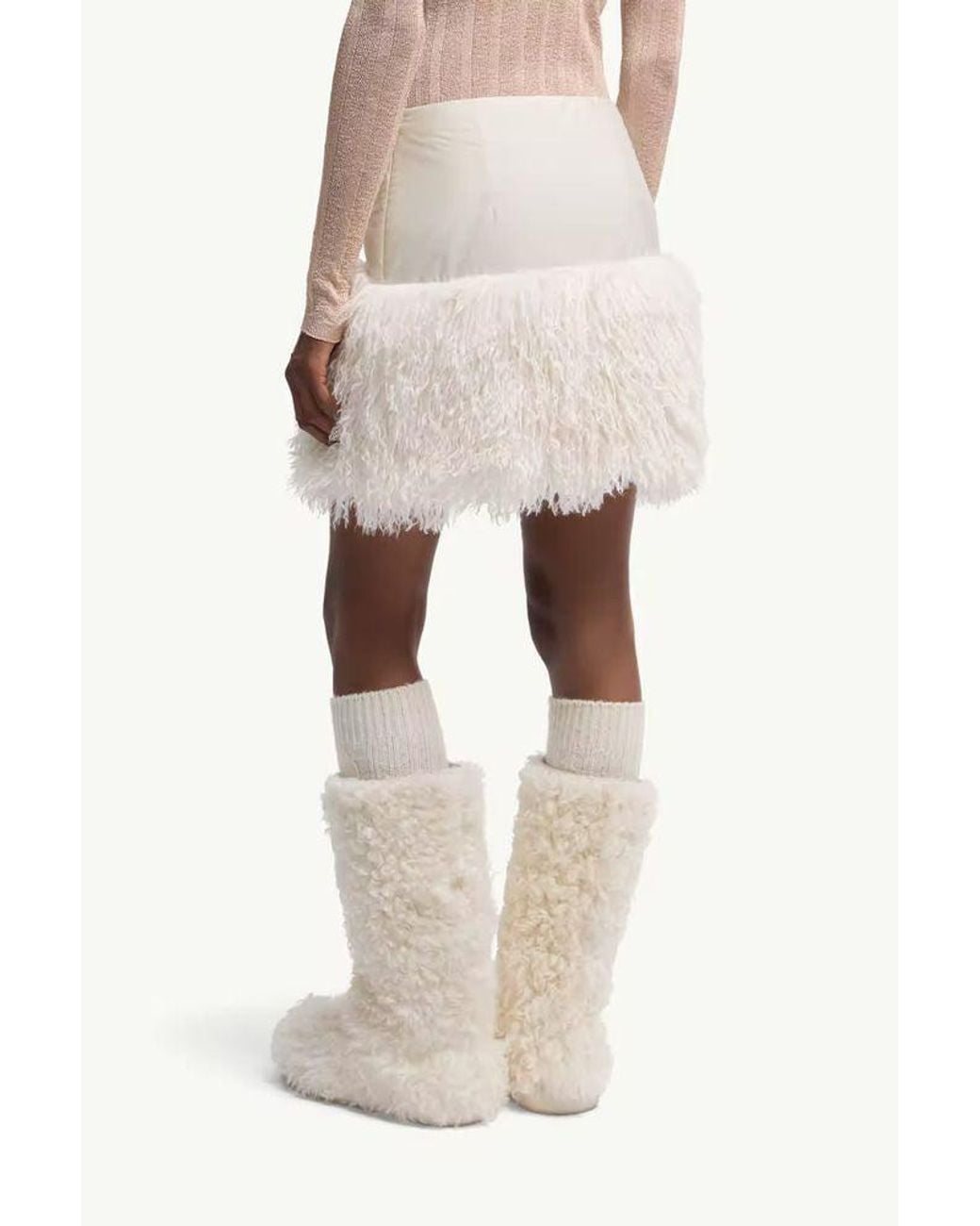 Moncler White Moncler Fringe-Trimmed Skirt