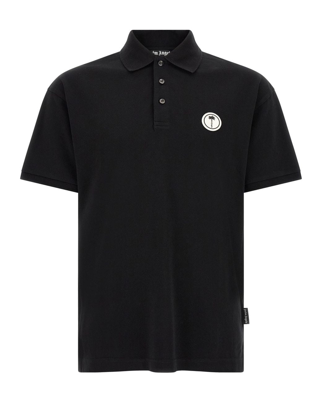 Palm Angels Black Logo Patch Polo Shirt for men