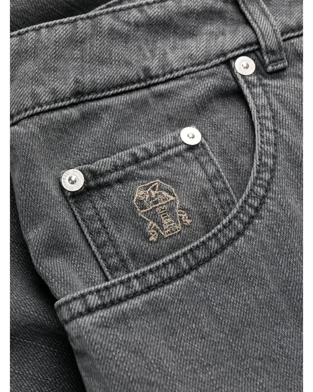 Brunello Cucinelli Gray Charcoal Straight Leg Trousers for men