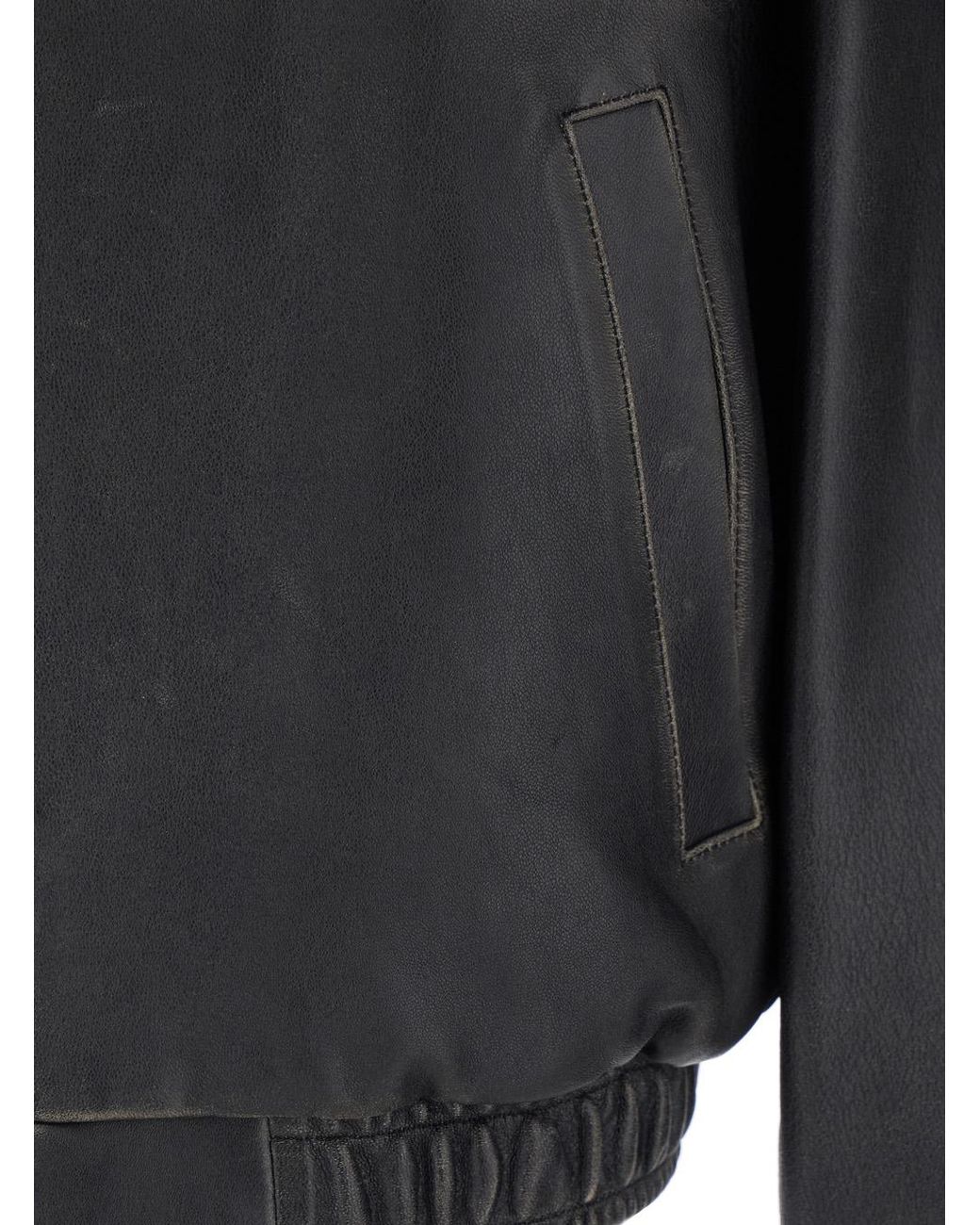 DUNST Jacket Udju6A105G3Brushedblack With Classic Collar And Leather Zip Closure For Lamb Outerwear for men