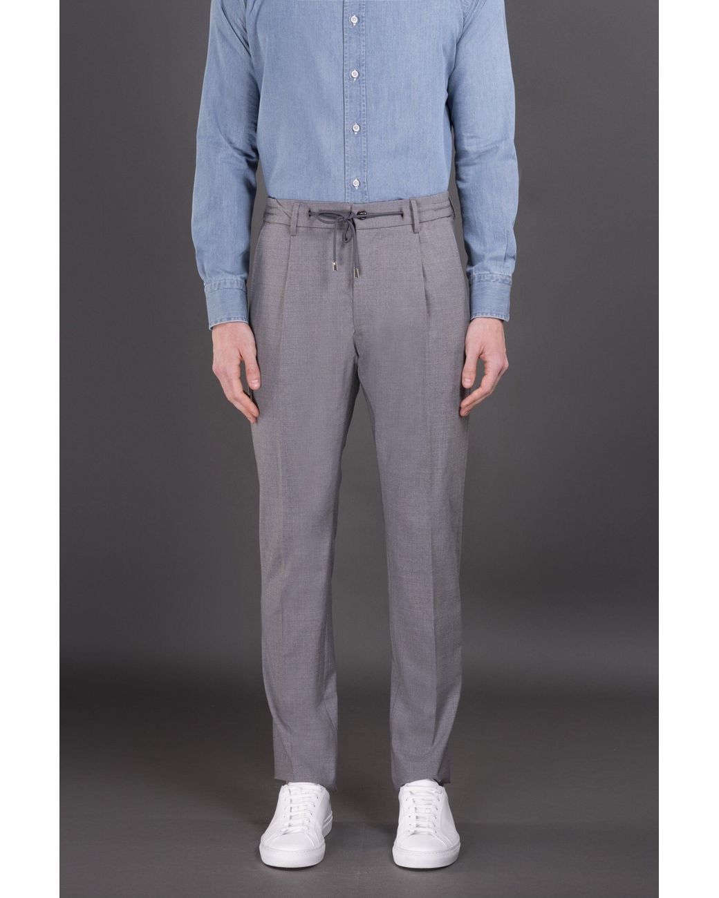 Moorer Gray Light Tailored Trousers for men