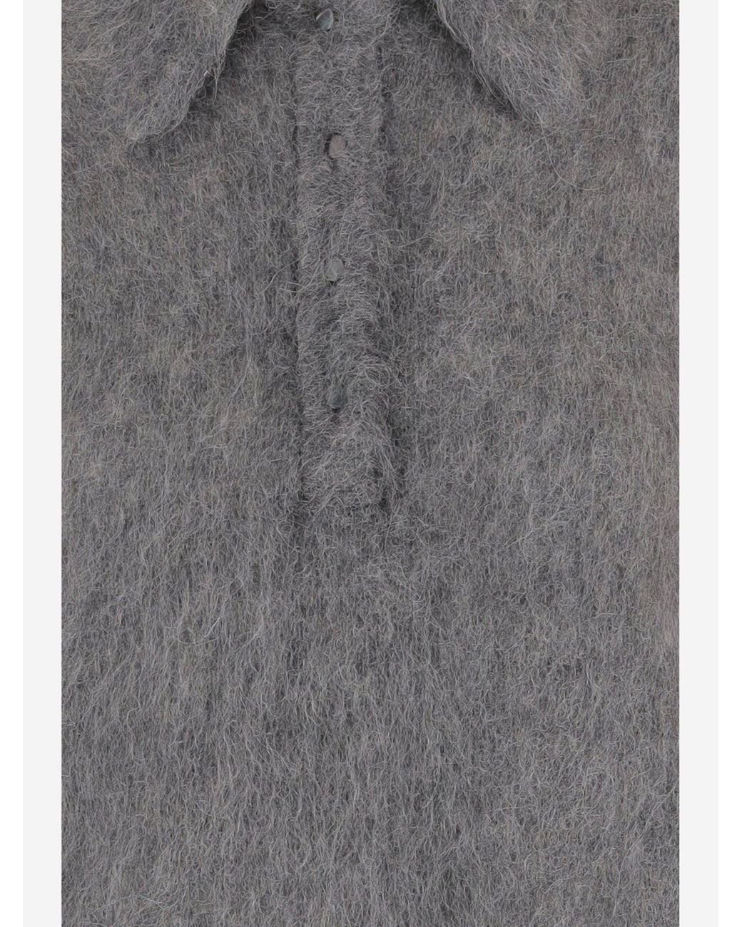 Chloé Gray Polo Sweater Brushed Alpaca