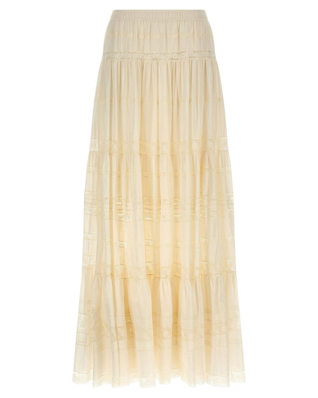 Ermanno Scervino Natural Lace-Insert Cotton Skirt
