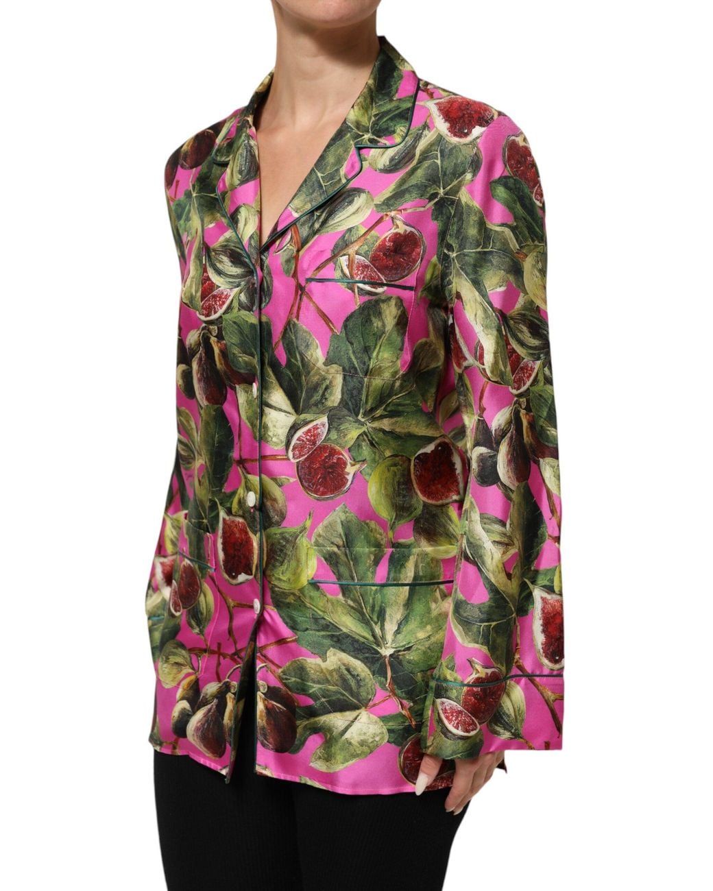 Dolce & Gabbana Red Hot Fig Printed Silk Shirt Blouse Top