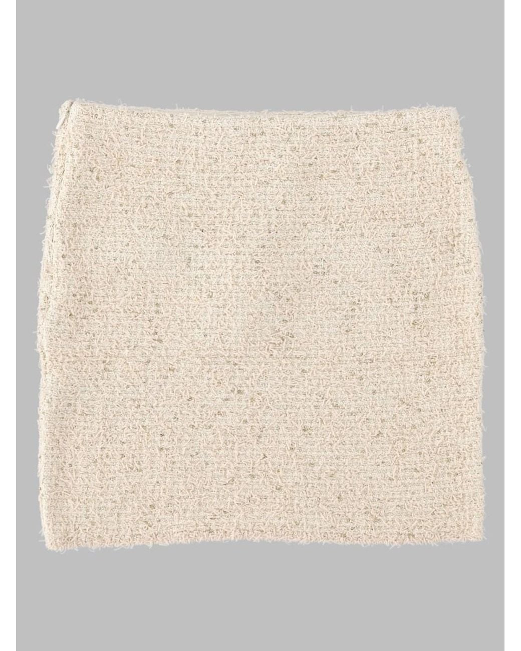 Balmain Natural Tweed Mini Skirt With Button Detail