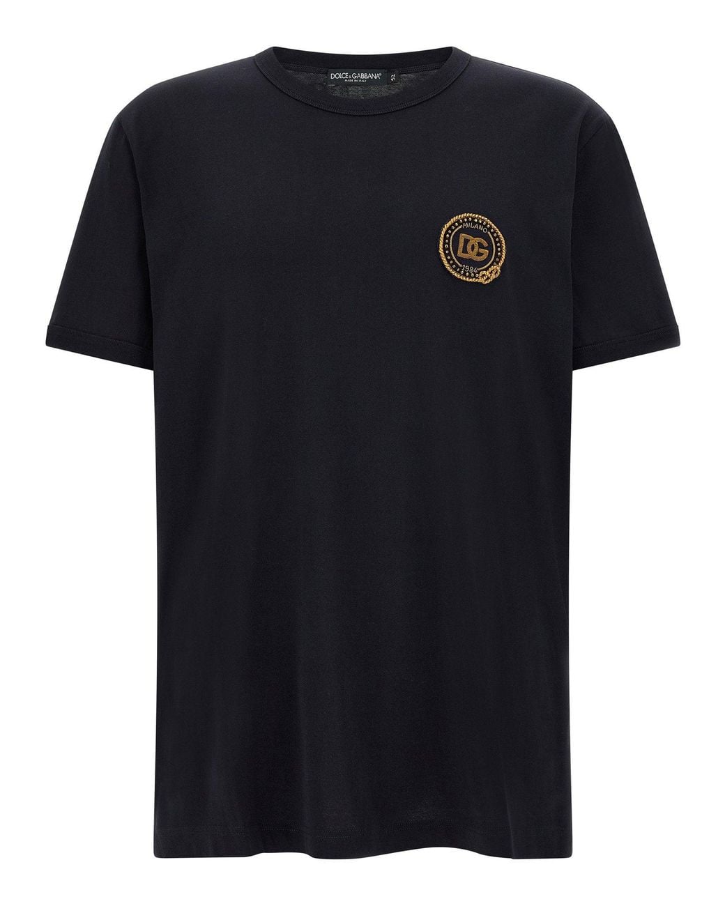 Dolce & Gabbana Black Dolce & Gabbana Logo-Embroidered Circular Patch T-Shirt
