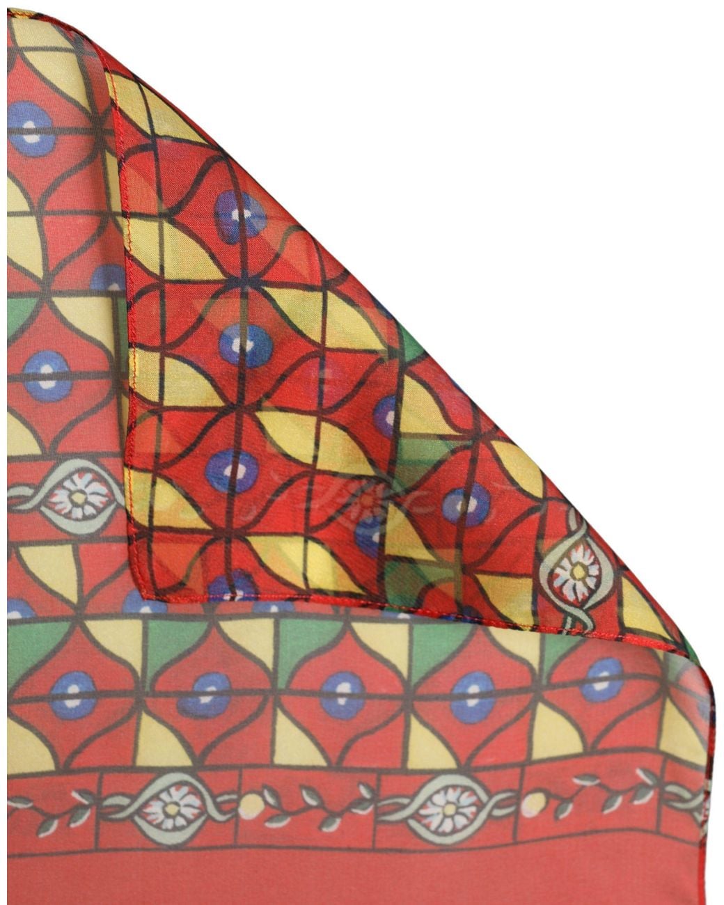 Dolce & Gabbana Red Silk Geometric Print Shawl Stole Scarf