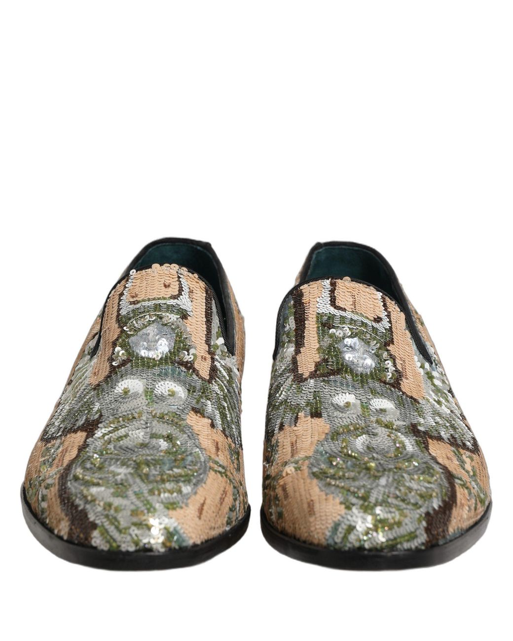 Dolce & Gabbana Black Sequin Embroidery Dress Loafers Shoes Leather for men