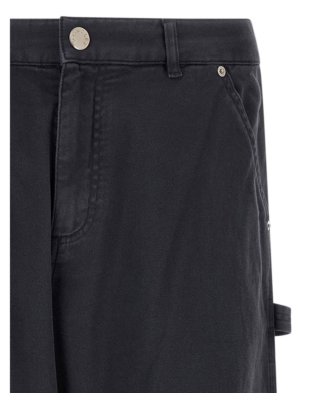Moncler Blue Cotton Blend Gabardine Cargo Pants