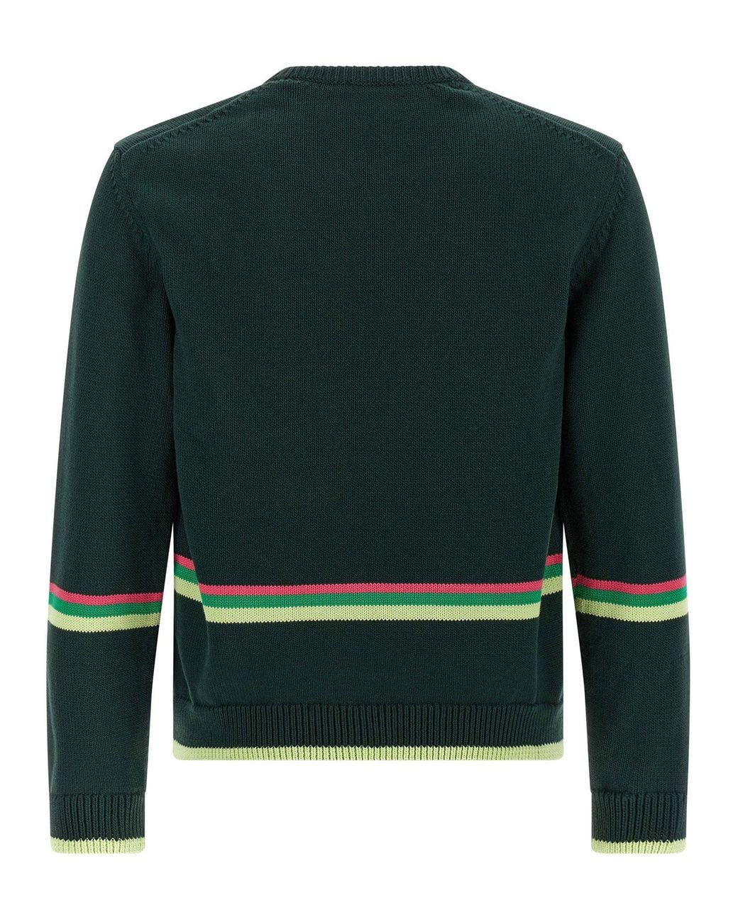 J.W. Anderson Green Sheep-Intarsia Cotton Sweater