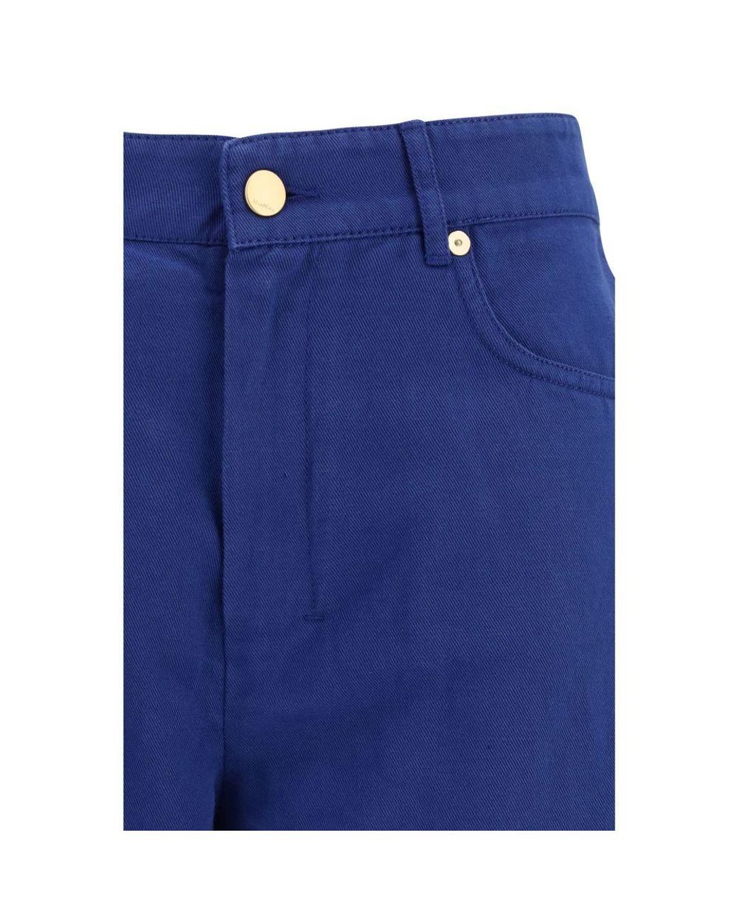 Max Mara Blue Cotton Casual Pants