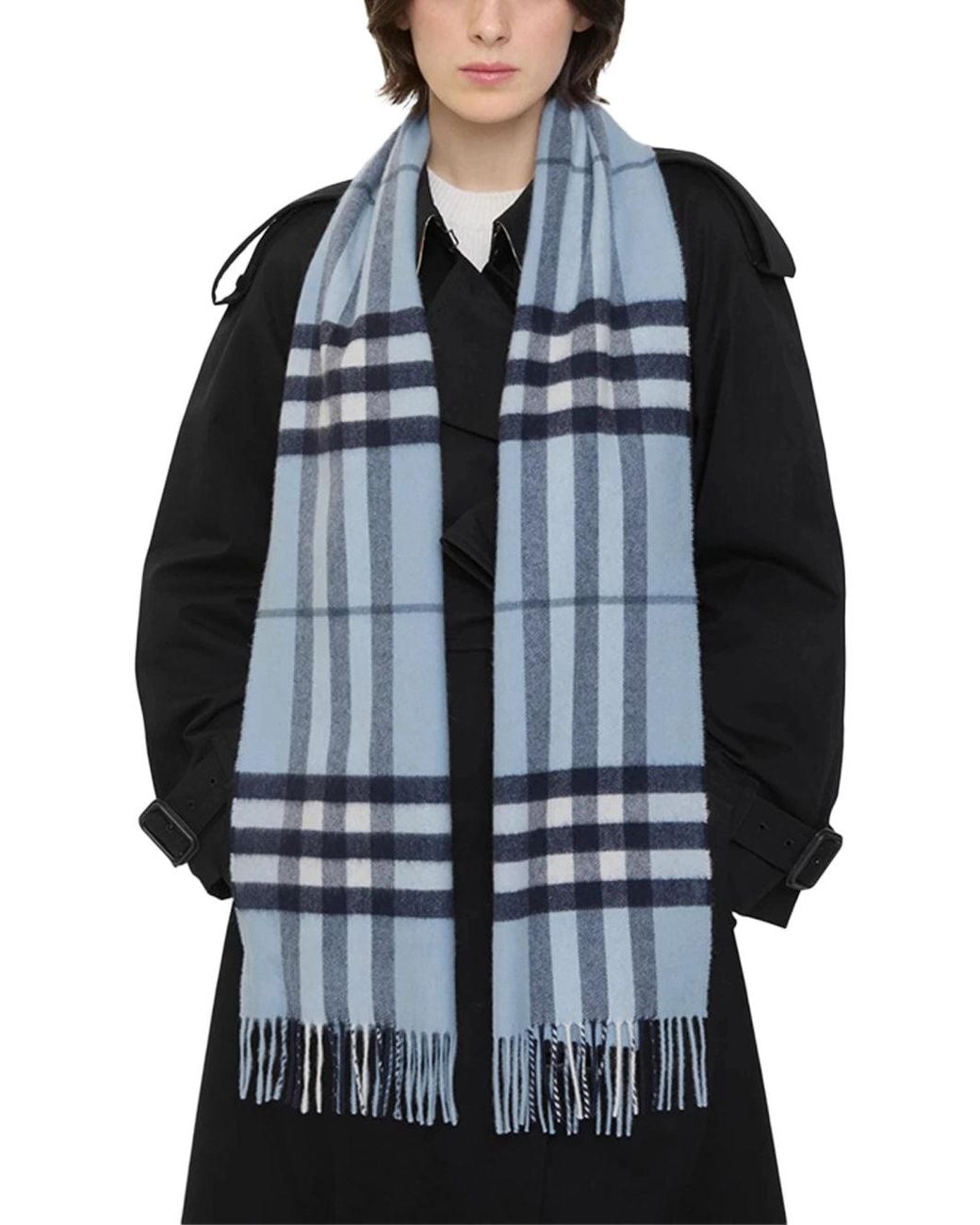 Burberry Blue Check Cashmere Scarf Bank