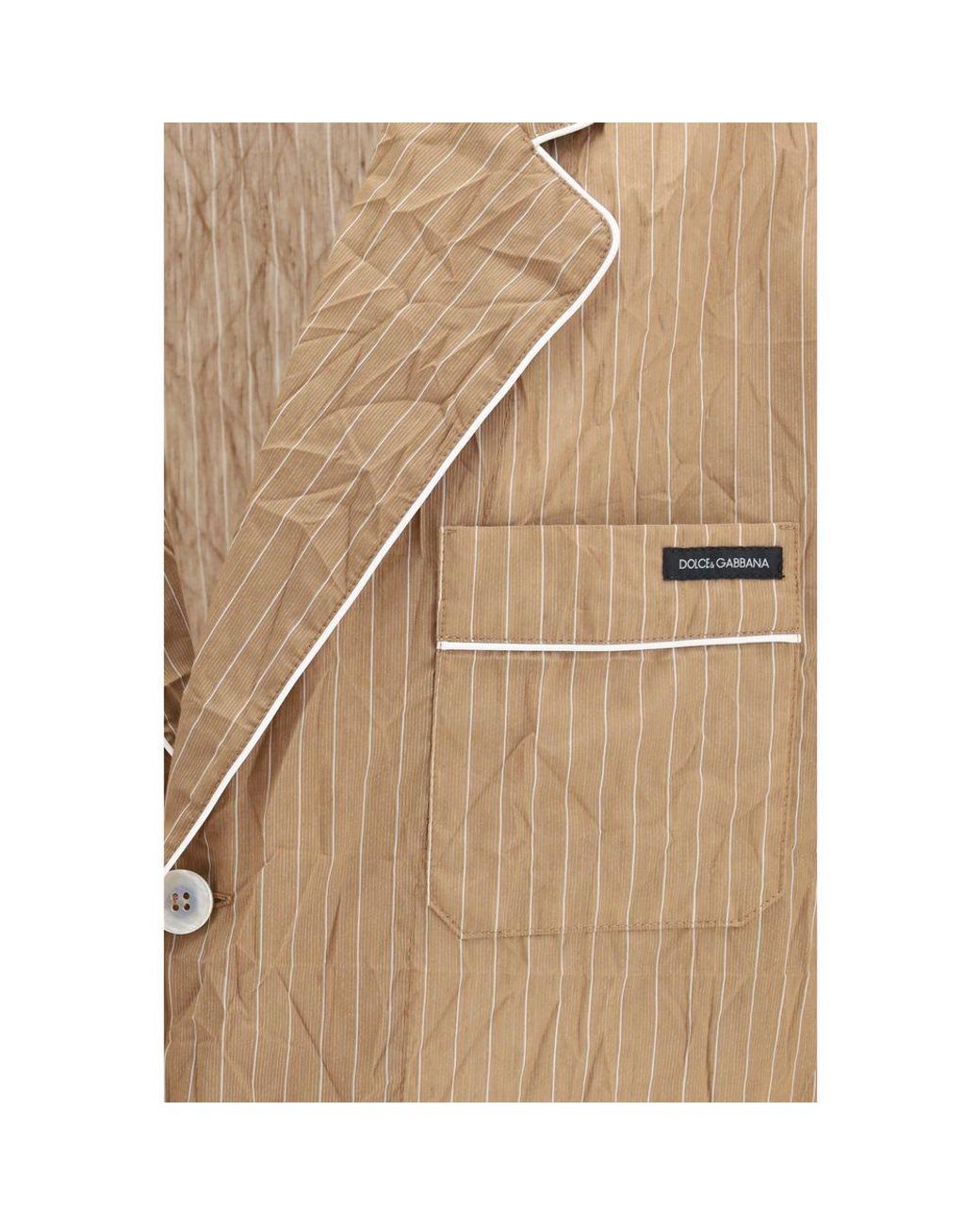 Dolce & Gabbana Natural Beige Linen Top Sleepwear for men
