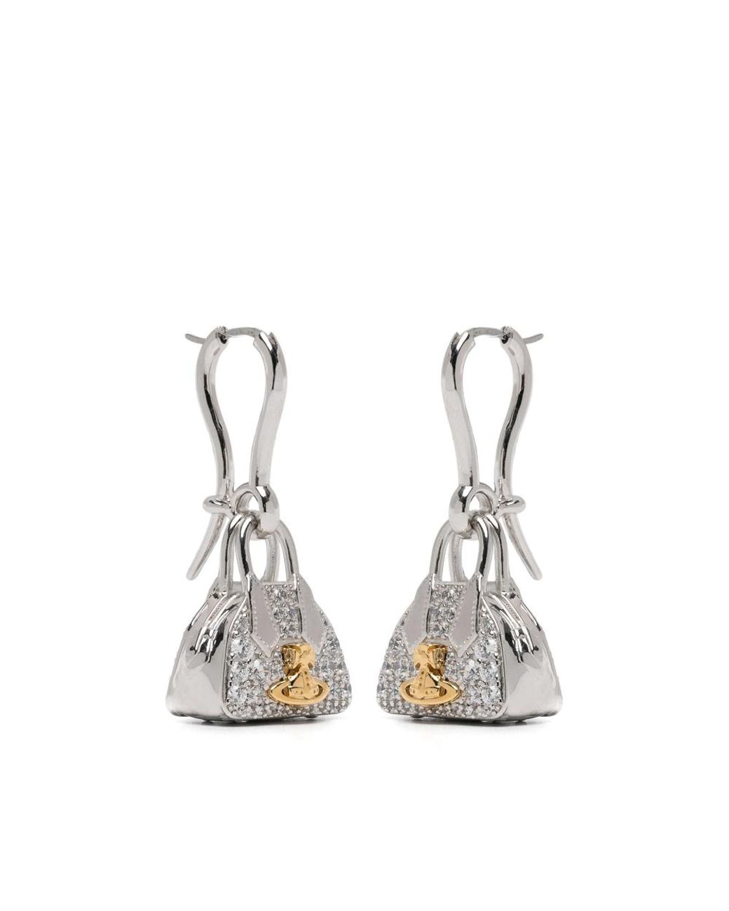 Vivienne Westwood White Yasmine Orb-Plaque Crystal-Embellished Earrings
