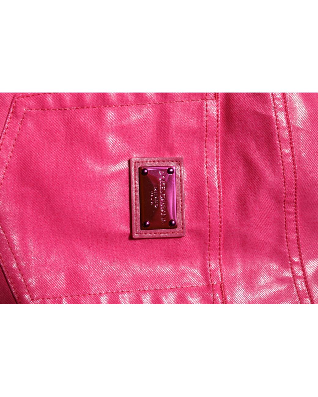Dolce & Gabbana Pink Ruched Leather Pants