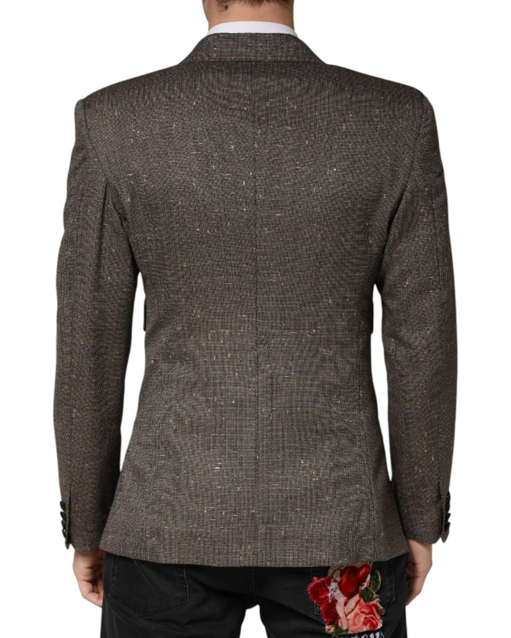 Dolce & Gabbana Black Gray Double Breasted 2 Button Jacket Blazer for men