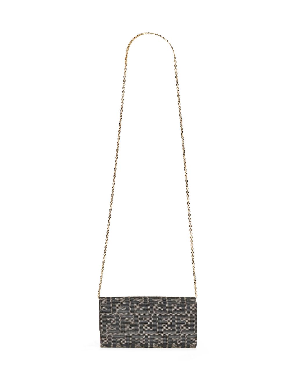 Fendi White Tobacco Continental With Chain Tube Wallet On Chain