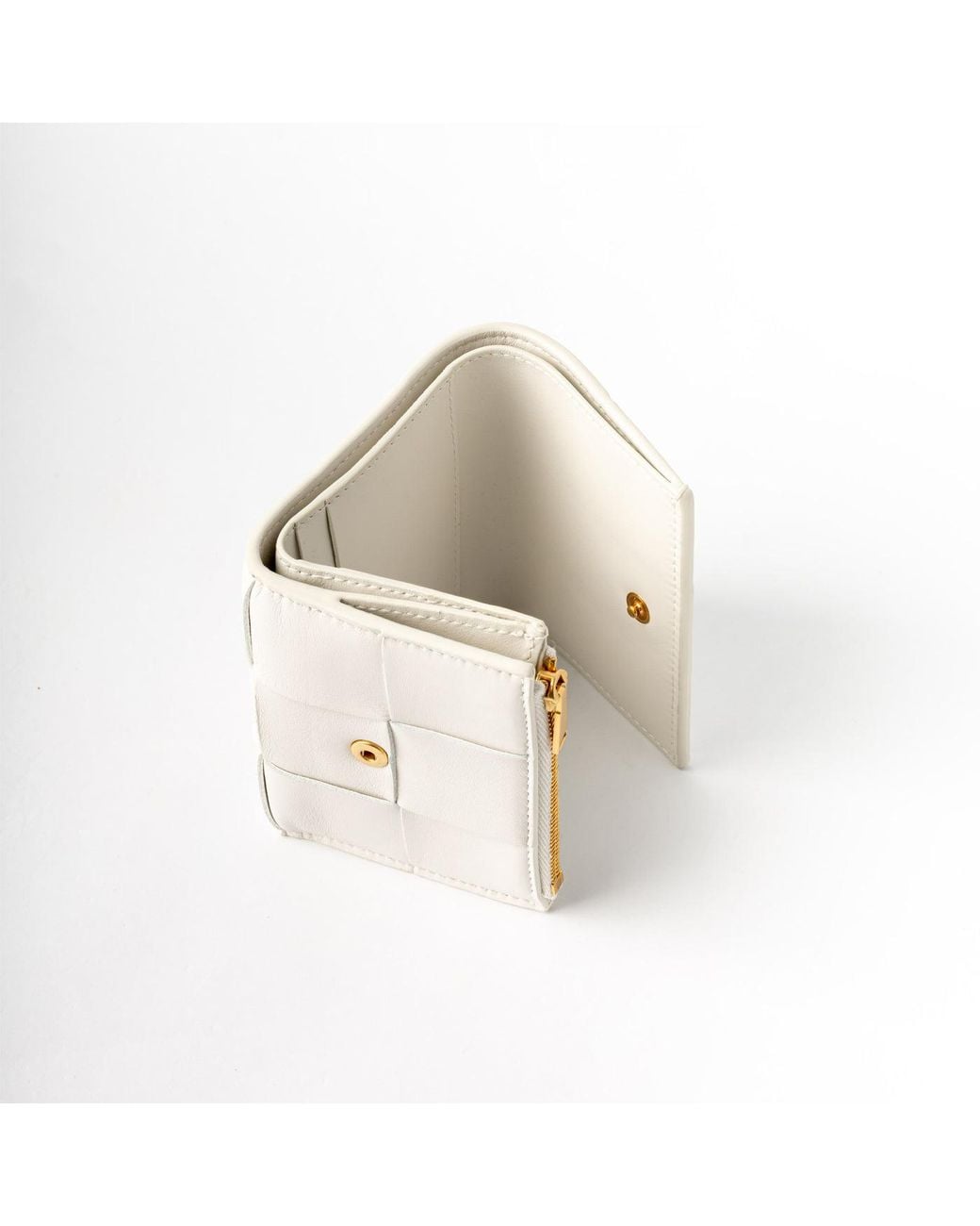 Bottega Veneta White Bottega Veneta Interlaced Leather Wallet for men