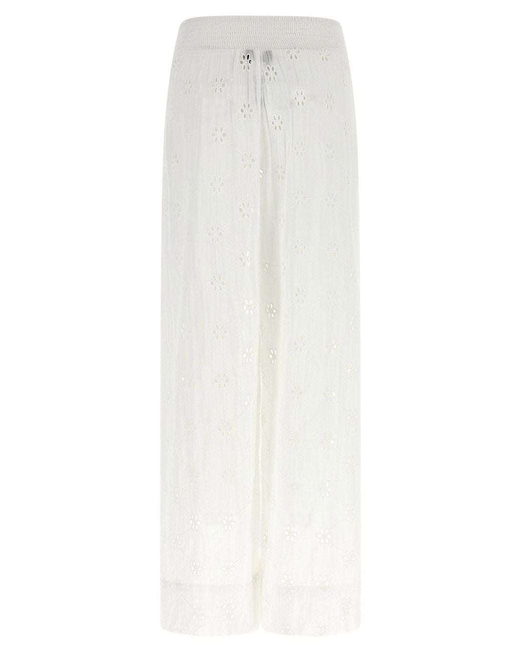 Polo Ralph Lauren White Embroidered Cotton Lace Trousers