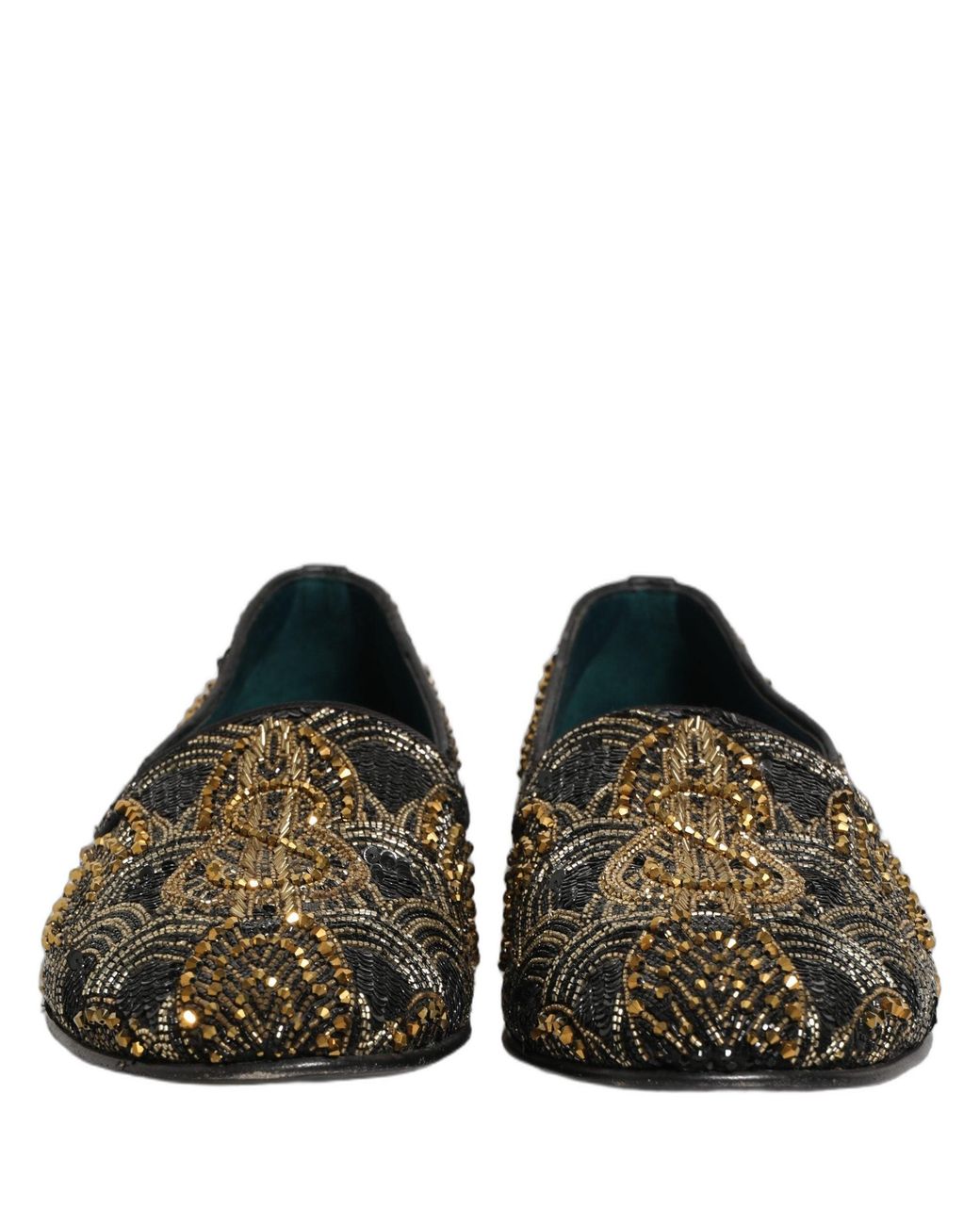 Dolce & Gabbana Black Dolce & Gabbana Bead-Embellished Leather Loafer for men