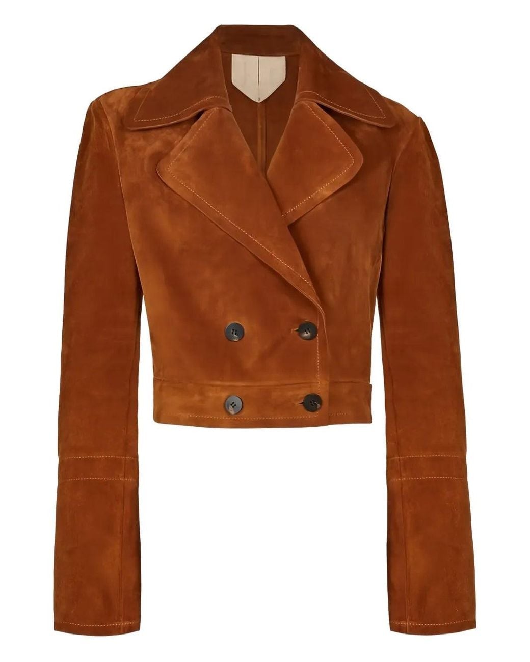 Ferragamo Brown Double-Breasted Cropped Jacket