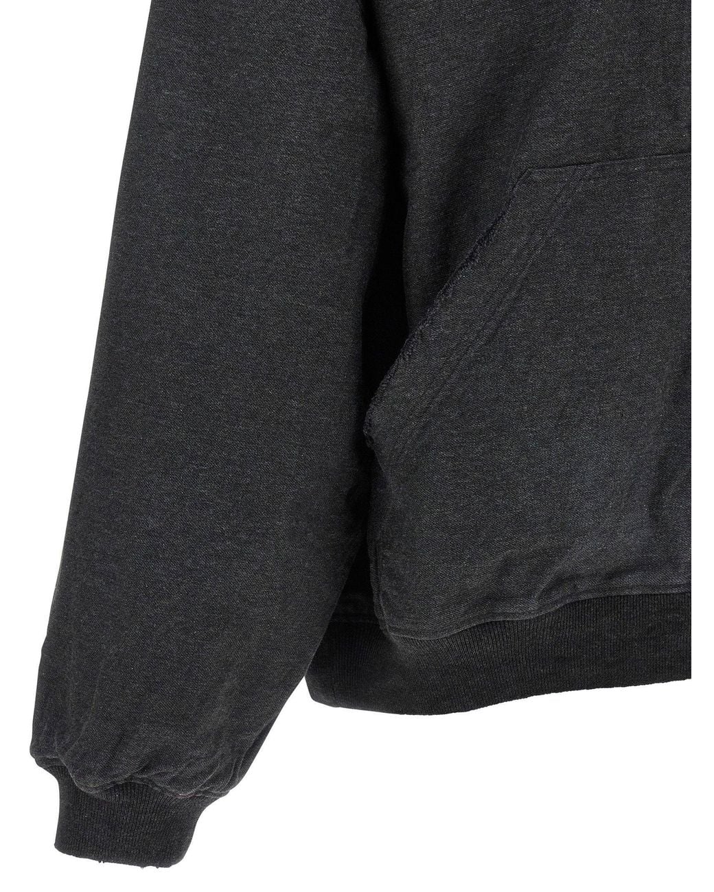 Balenciaga Black Trompe L'Œil Mélange Cotton Hoodie for men