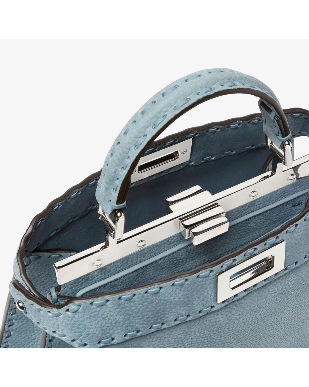 Fendi Blue Fendi Peekaboo Top Handle Bag