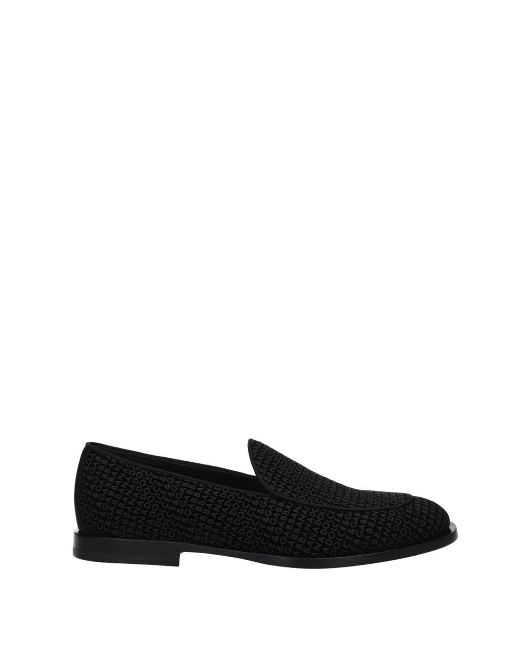 Dolce & Gabbana Black Velvet Logo Loafers for men