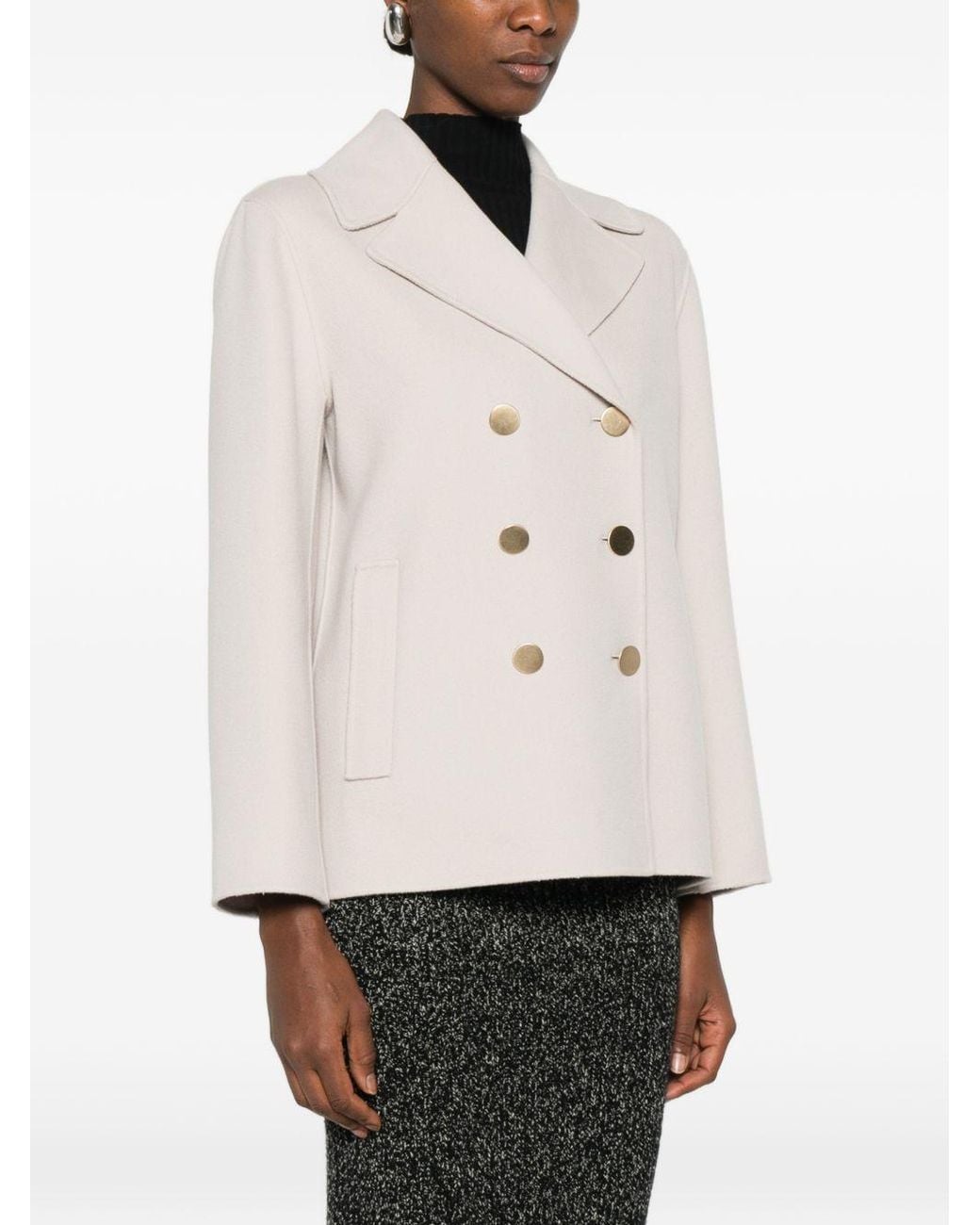 Max Mara White Light Double-Breasted Notched Jacket