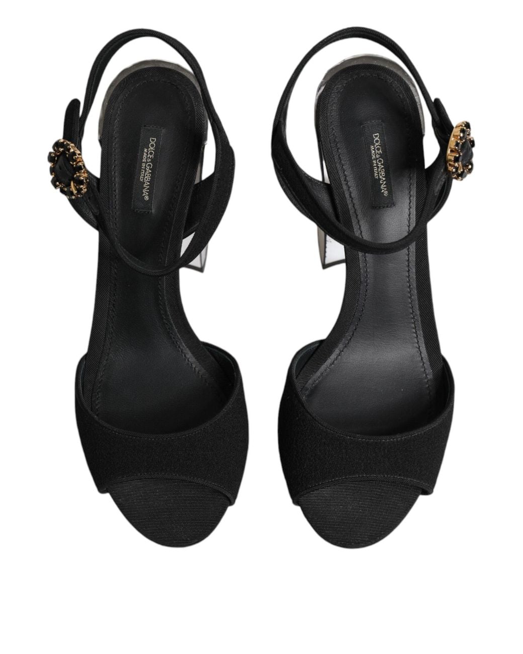 Dolce & Gabbana Black Crystal Ankle Strap Keira Sandal Shoes