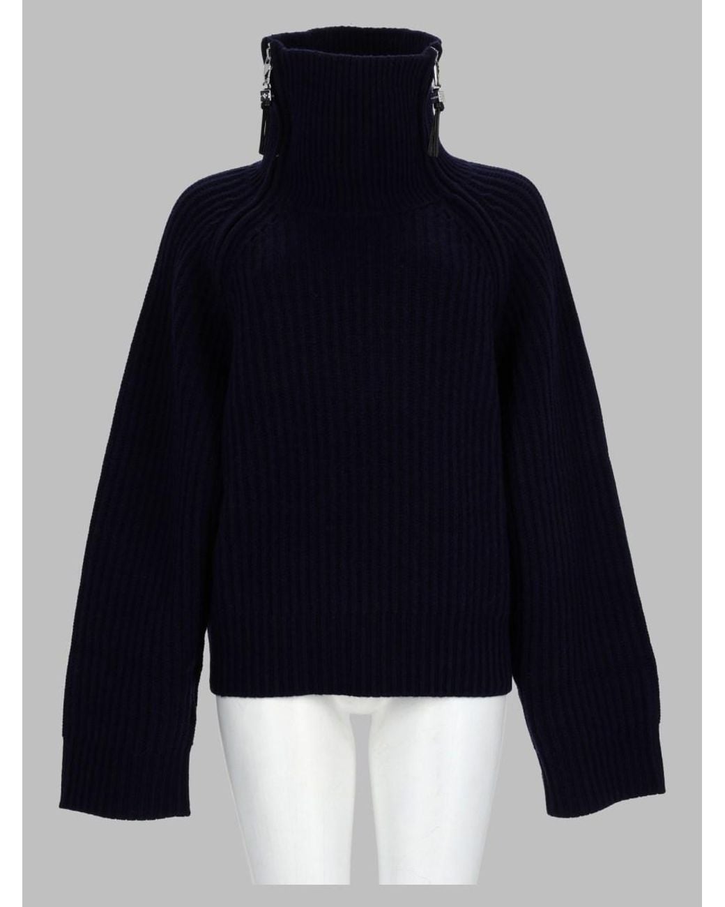 Ganni Blue Ribbed Wool Jumper Rws Sweater