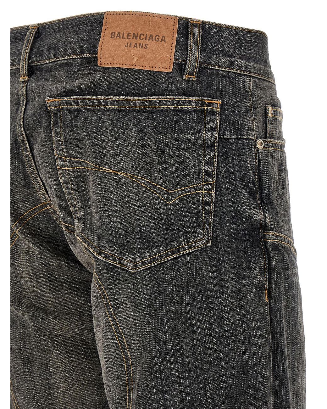 Balenciaga Relief Stitching Jeans in Gray for Men | Lyst