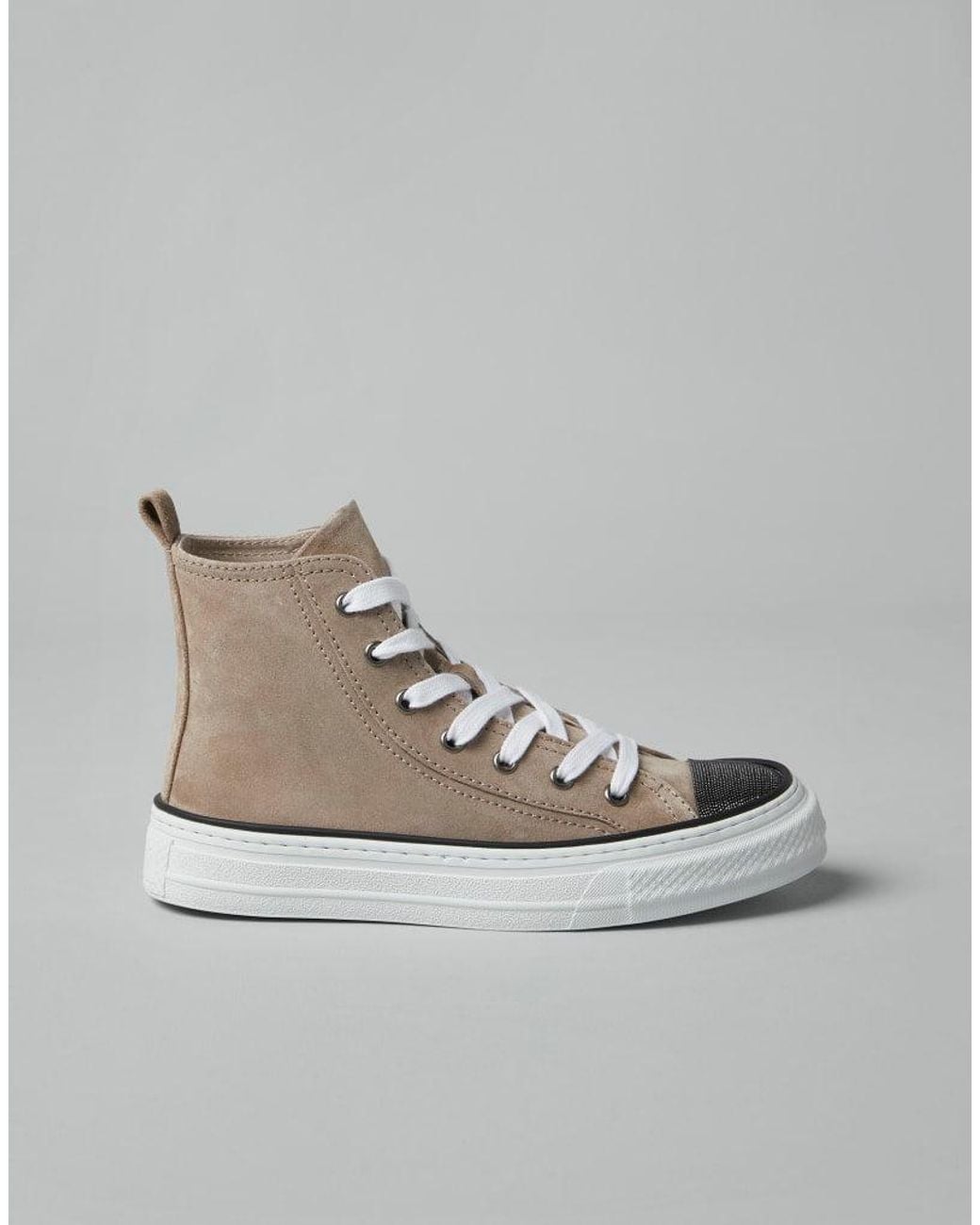 Brunello Cucinelli Gray Leather High Top Shoes