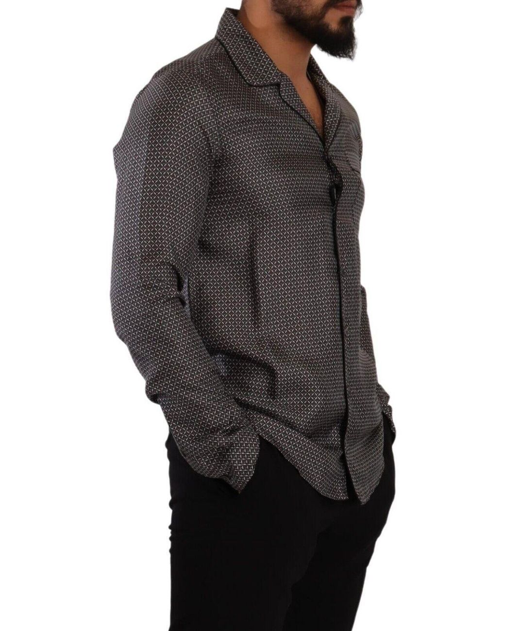 Dolce & Gabbana Gray Fantasy Pattern Pajama Top Shirt for men