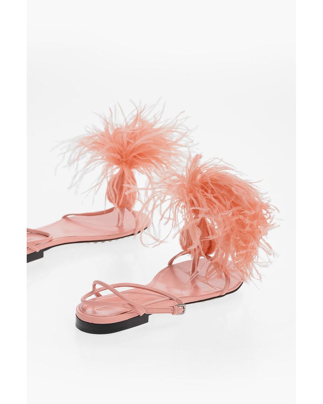 Bottega Veneta Pink Feather Dot Flat Sandals