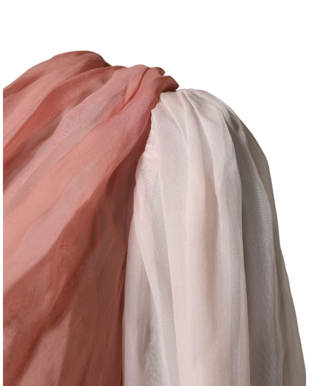 Dolce & Gabbana Pink Silk Tulle Long Sleeve V-Neck Dress