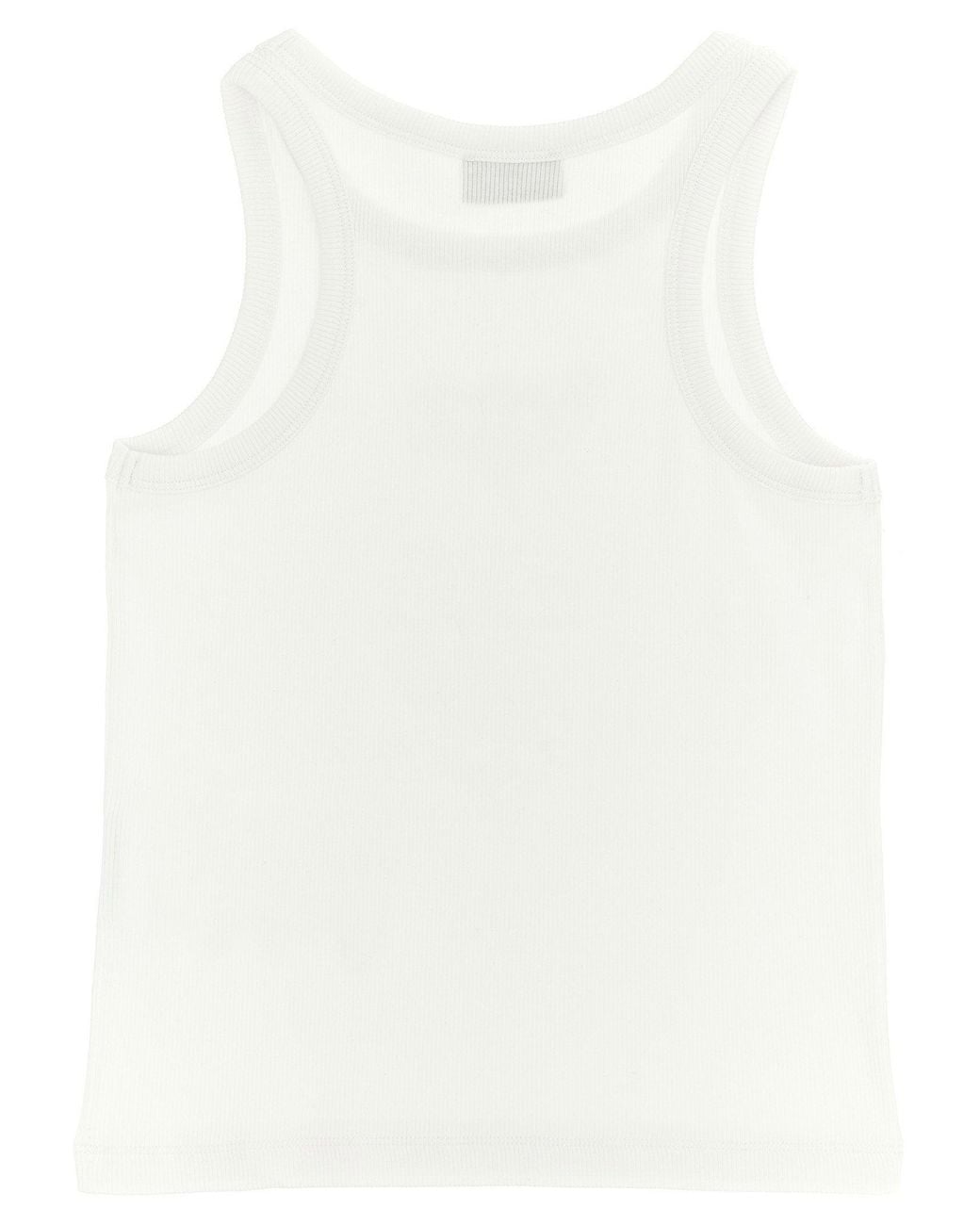 Moschino White Logo-Embroidered Ribbed Cotton Tank Top