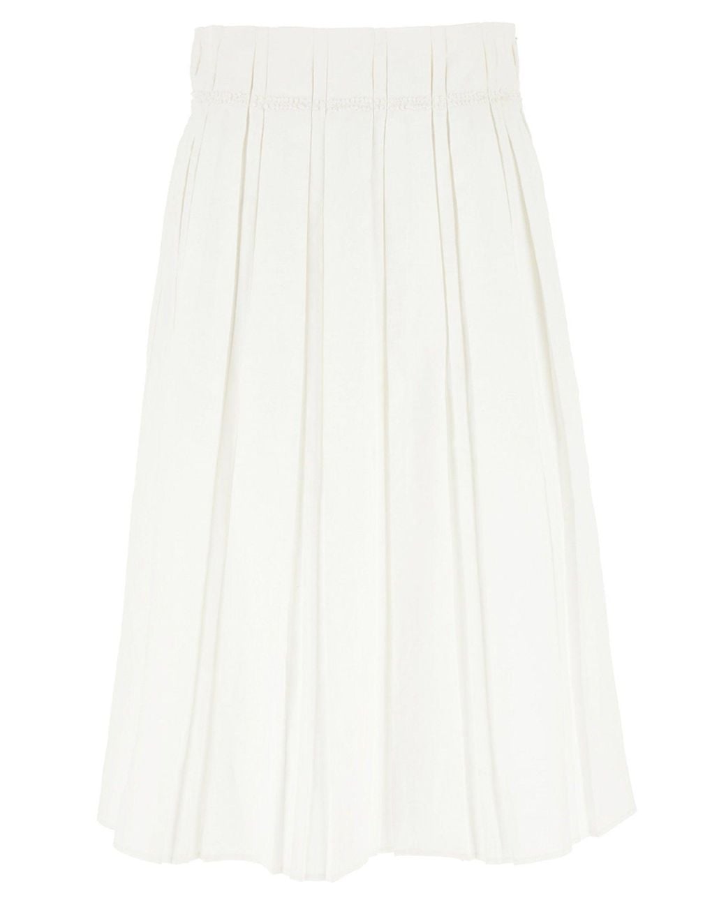 Jil Sander White Pleated Linen Skirt