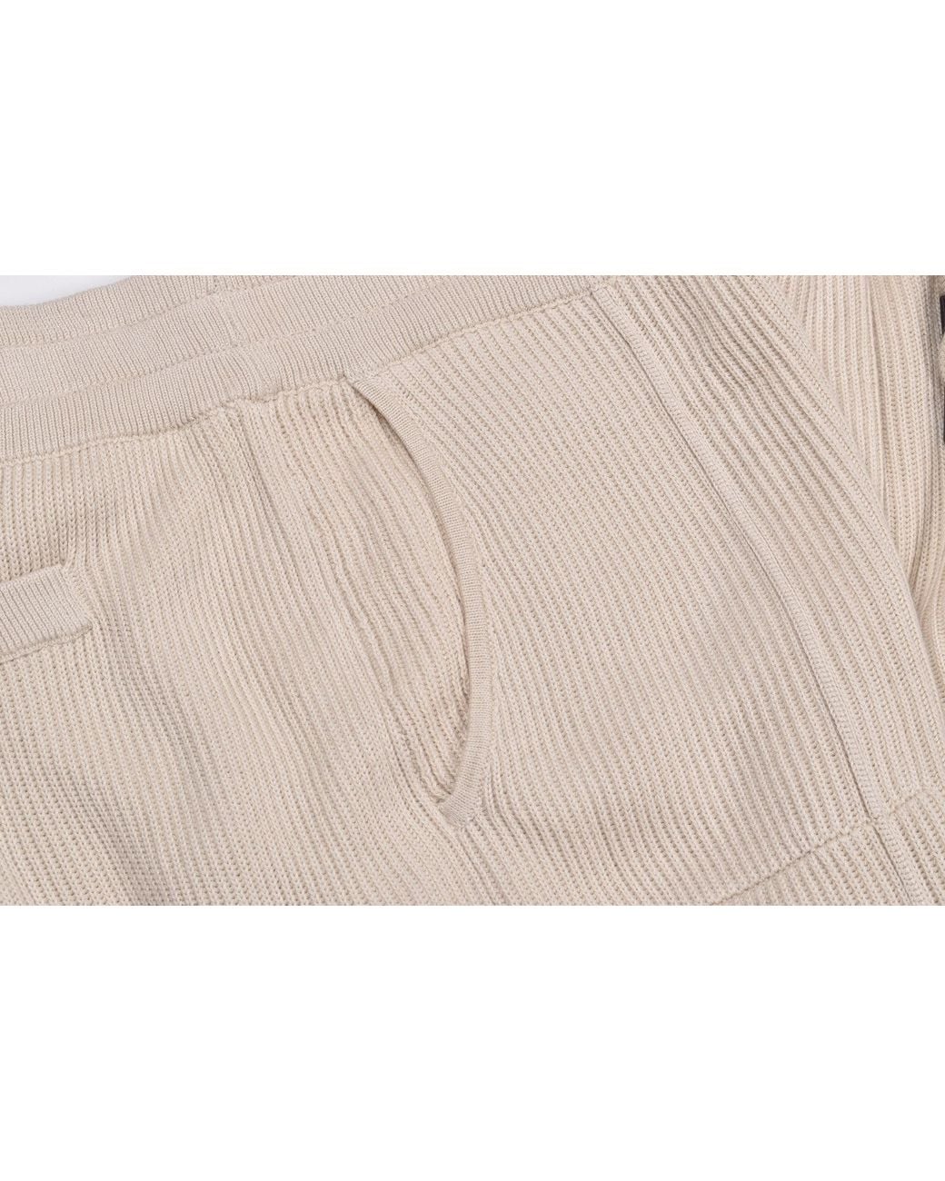 Brunello Cucinelli Natural Ribbed Knit Trousers