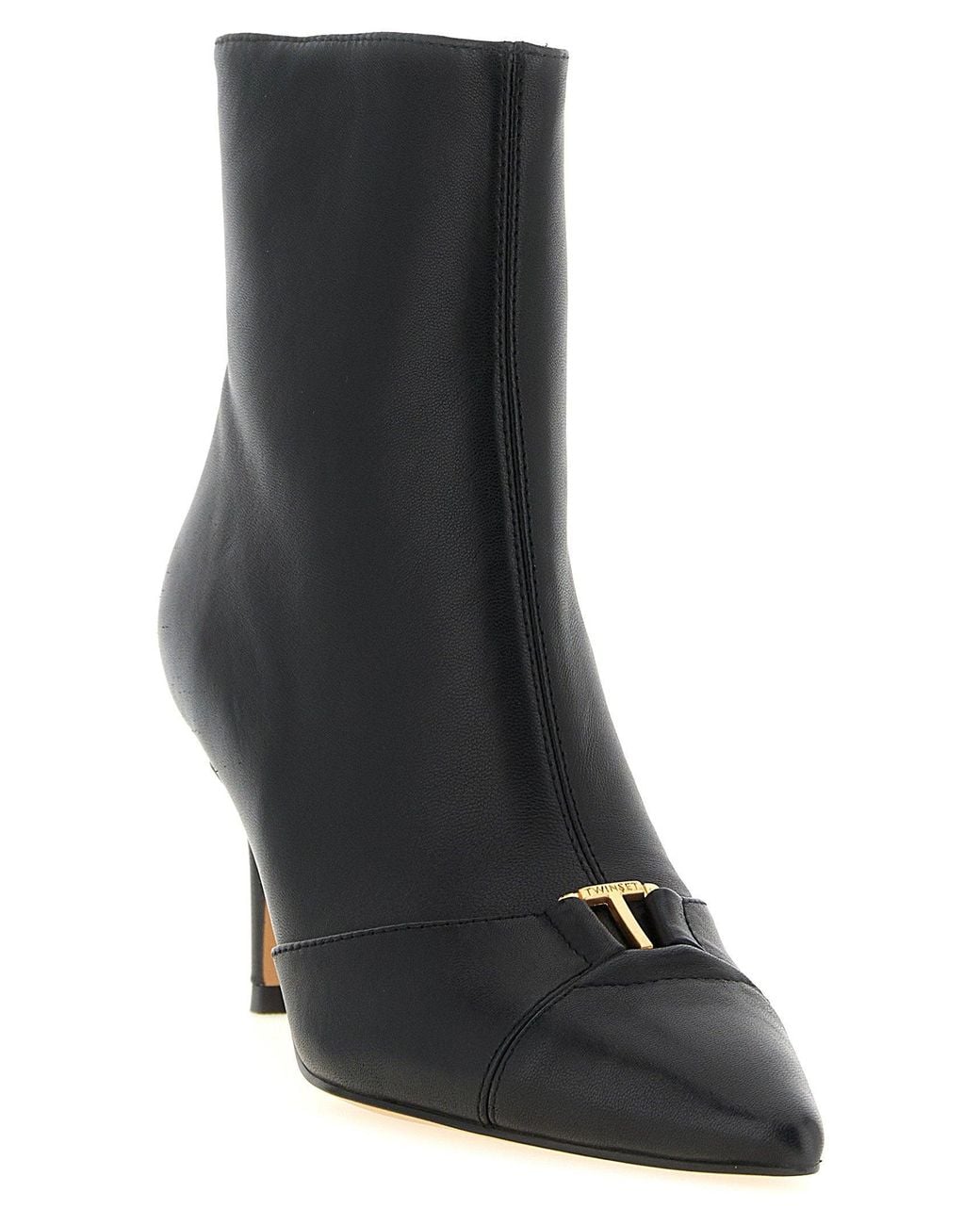 Twinset Black Logo Stiletto Ankle Boot
