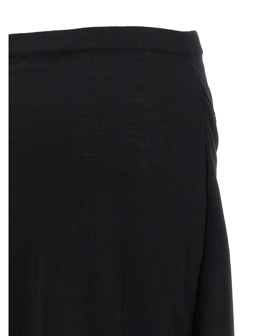 Lemaire Black Asymmetrical Draped Wool Skirt