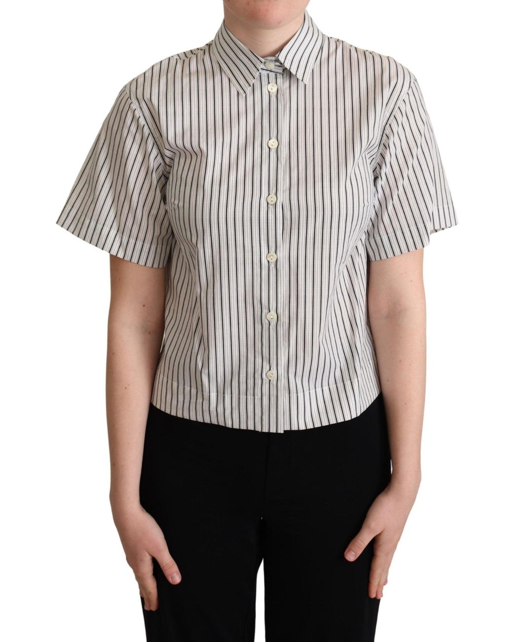 Dolce & Gabbana White Dolce & Gabbana Striped Cotton Shirt
