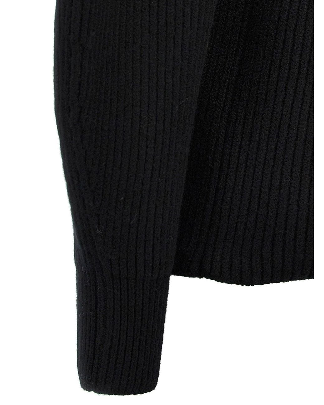 Jil Sander Black Ribbed Wool Sweater