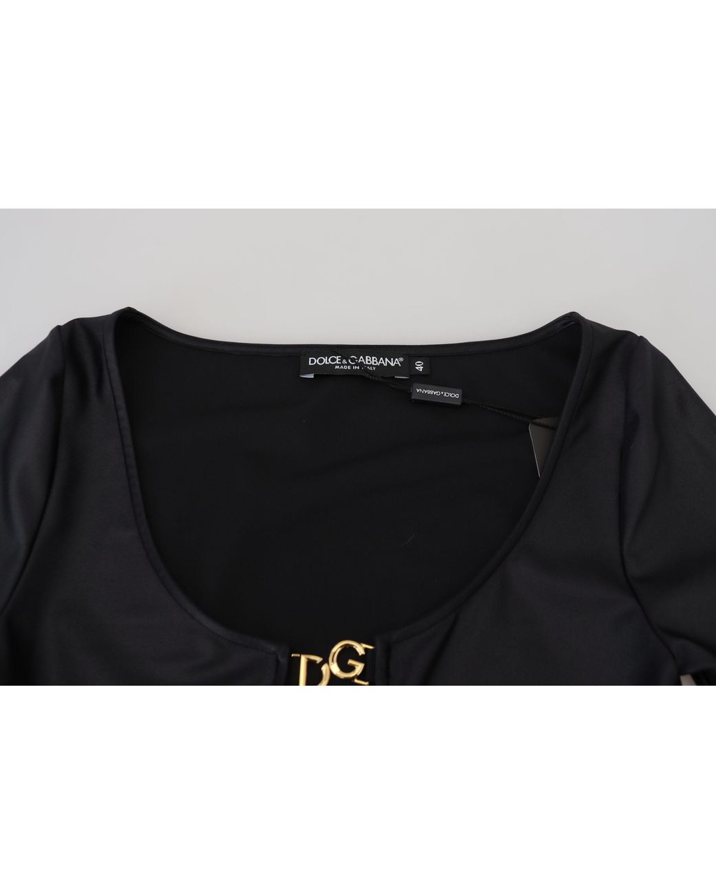 Dolce & Gabbana Black Elegant 3/4 Sleeve Top With Detailing