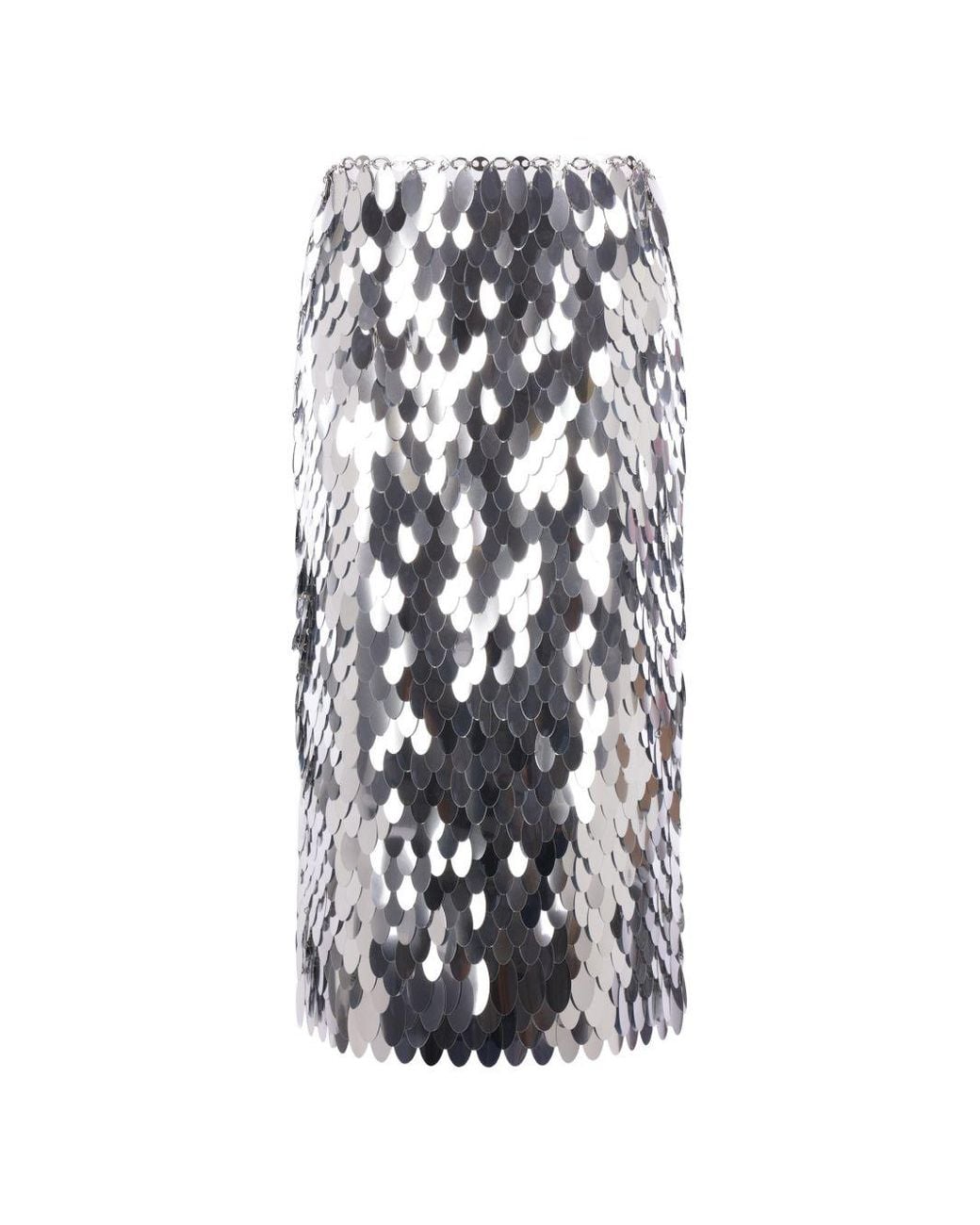 Rabanne White Unlined-Colored Oval Plastic Discs Midi Skirt