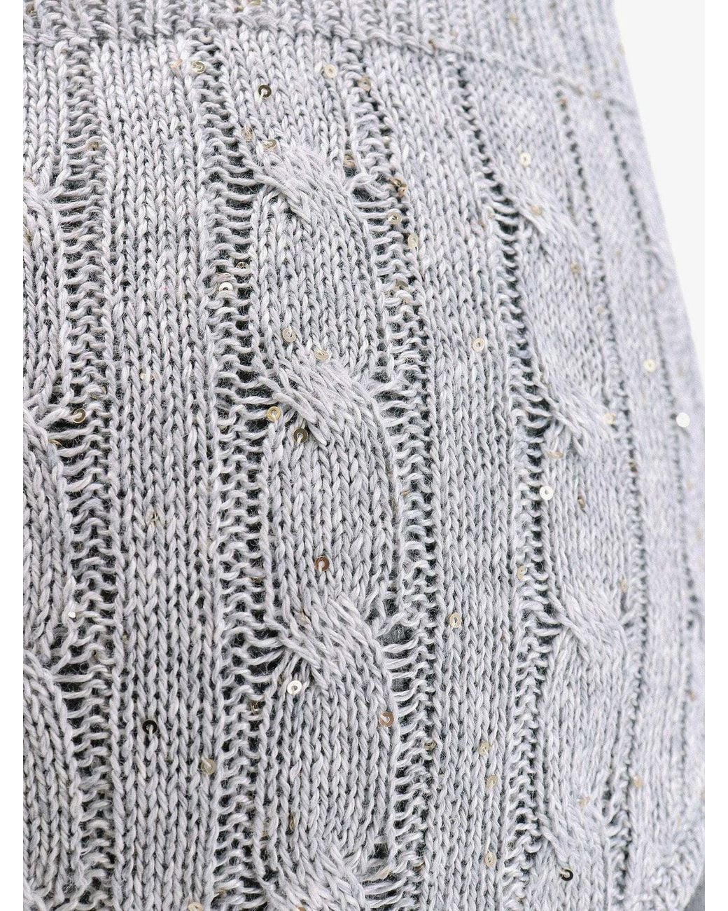 Brunello Cucinelli Gray Pebble Cable Knit Linen Shorts Accessory