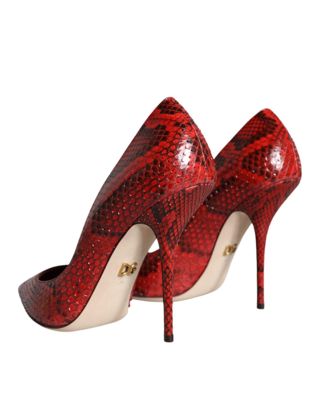 Dolce & Gabbana Red Leather Stiletto High Heels Pumps Shoes Python Calf