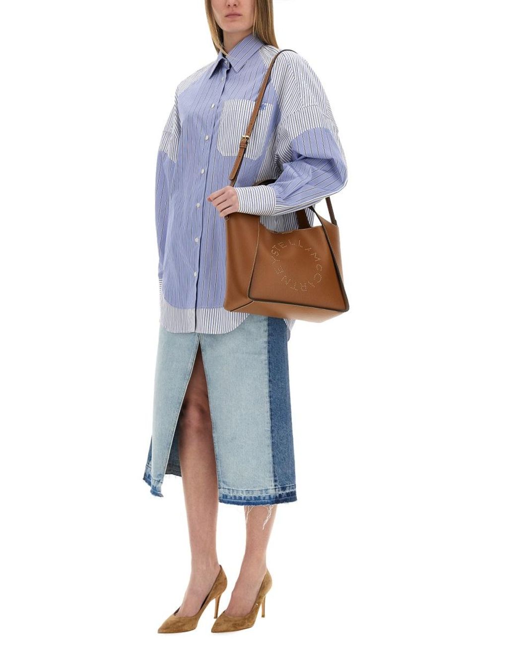Stella McCartney Gray Mixed Stripe Shirt Cotton