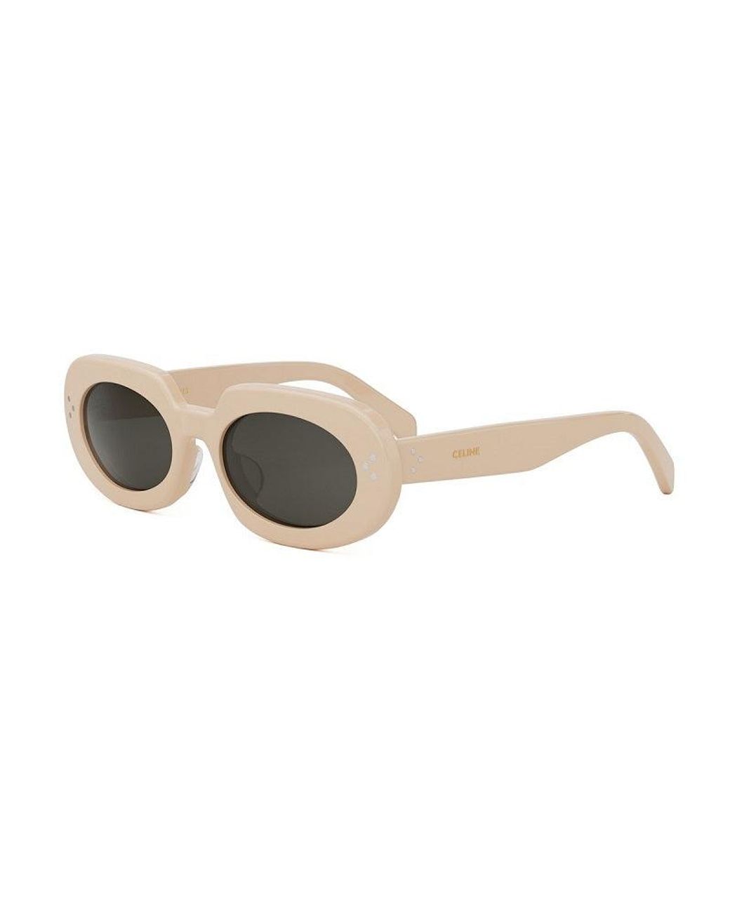 Céline Green Sunglasses Oval Full Rim, Shiny Ivory Frame And Smoke Lens Cl40276U25A