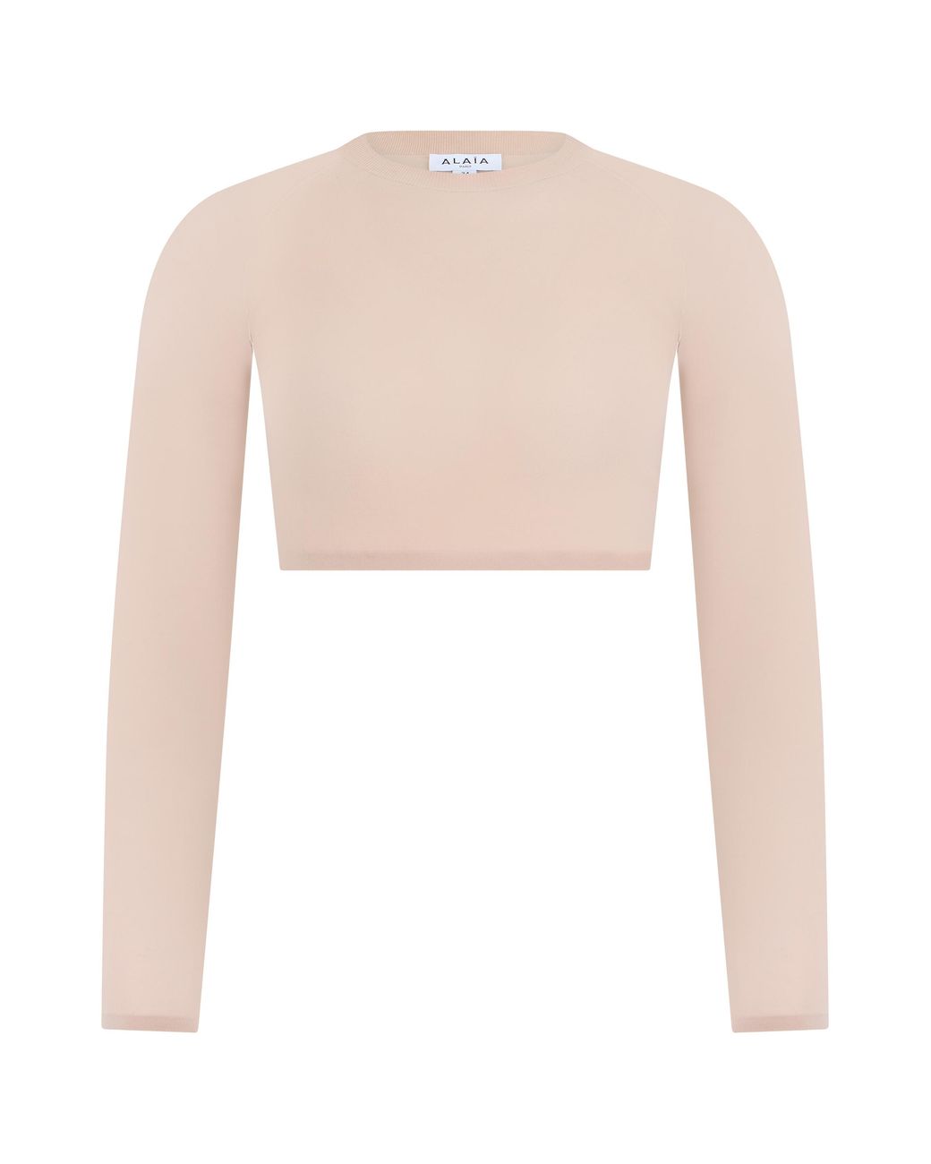 Alaïa White Cropped Long-Sleeve Top Polyester Tops